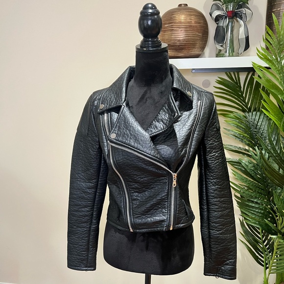 Bagatelle’s Faux Leather Black Moto Jacket Coat 6 - Picture 2 of 8